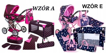 WÓZEK dla lalek 3w1 głeboki spacerowy + ŁÓŻECZKO dla lalki TORBA POŚCIEL