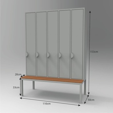 SZAFKA UBRANIOWA 5 SKRYTKOWA Z ŁAWKĄ