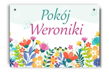 Kwiatowa tabliczka z imieniem dziecka na drzwi A4