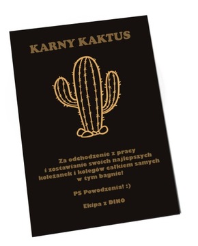 ŚMIESZNY Prezent KARTKA na pożegnanie z pracy KARNY KAKTUS
