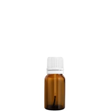 BUTELKA SZKLANA 10ml BRĄZOWA Z NAKRĘTKĄ I PĘDZELKIEM BIAŁYM