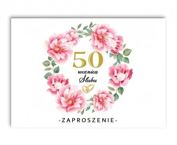 Zaproszenia 10, 25, 50 rocznica Ślubu + koperta