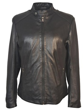 PILOTKA Męska 58 Skórzana Kurtka LEKKA CZARNY SLIM-FIT