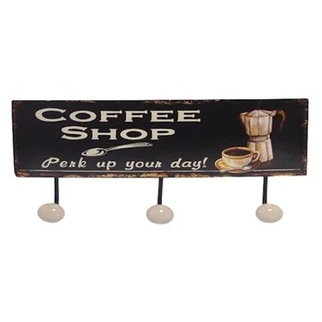 Metalowy wieszak coffee shop retro