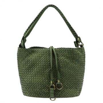 Torebka Damska Skórzana Shopperbag Zielona Crossbody VS 008