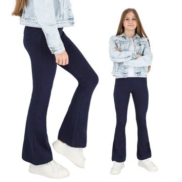 DZIECIĘCE DZWONY LEGGINSY BAWEŁNIANE GRANAT 146