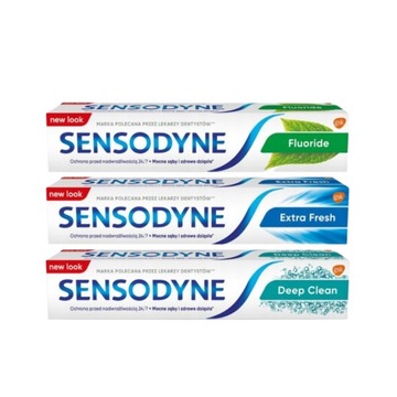 3x pasta do zębów Sensodyne, Fluoride, Extra Fresh, Deep Clean 75ml