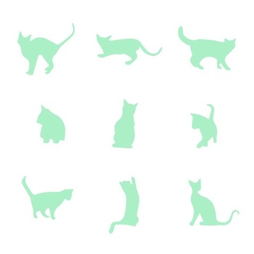 Naklejki fluorescencyjne Ciemne naklejki Cartoon Luminous 9x Cat