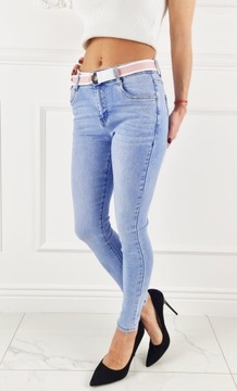 M. Sara - Premium Skinny - Jeansy spodnie damskie Rurki dopasowane / Blue