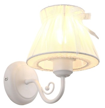 Lampa Ścienna Kinkiet ścienny biały abażur z organzy 40W E27 Zefir
