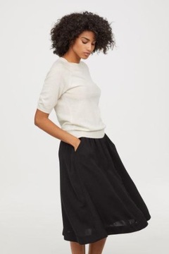 H&M HM Kaszmirowy sweter z krótkim rękawem damski modny cienki stylowy 36 S