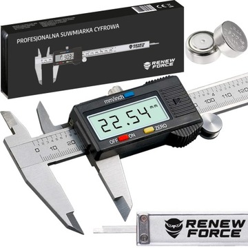 Цифровой металлический штангенциркуль RENEW FORCE 150 мм + аккумулятор + футляр