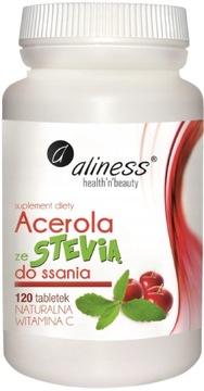 ALINESS ACEROLA ZE STEWIĄ DO SSANIA 120 TAB Naturalna witamina C Dla dzieci