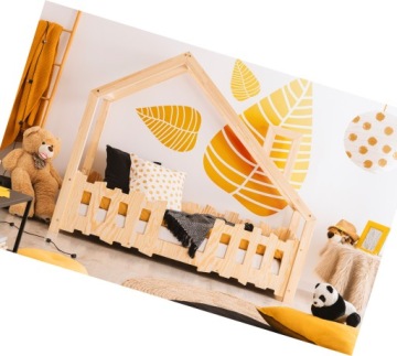 ŁÓŻKO DOMEK Z PŁOTKIEM DREWNIANE == DLA DZIECKA