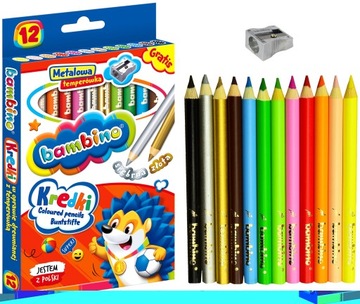 МЯГКИЕ ТОЛСТЫЕ ЦЕНЦИЛИ BAMBINO, 12 ЦВЕТОВ, БОЛЬШАЯ УДОБНАЯ ДЕРЕВЯННАЯ КРЫШКА