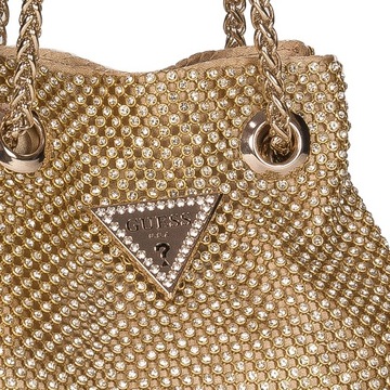 Guess Torba damska wieczorowa mała Lua Mini Gold złota z cyrkonie RG920575