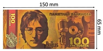 Красивая коллекционная банкнота с Джоном Ленноном и Битлз