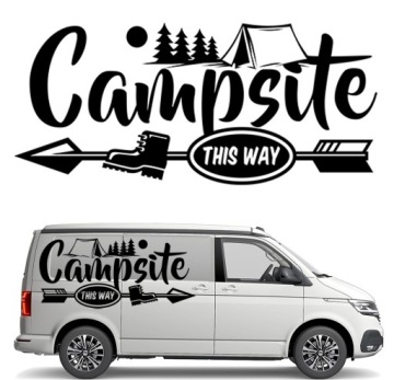 2x Nálepka Grafika na karavan a přívěs Camping Campsite Stan 90x201