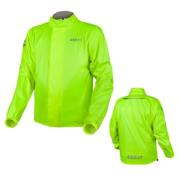 Przeciwdeszczowa kurtka motocyklowa SECA TYPHOON żółta fluo XXL Wodoodporna