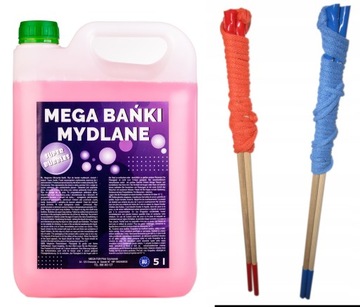 Płyn do baniek mydlanych dużych i małych 5 litrów +2 kijki MEGA FUN