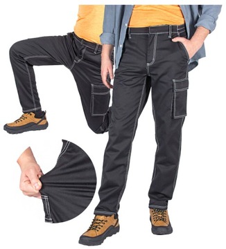 spodnie robocze do pasa ELASTYCZNE BHP slim XXL 54 duże pas 108/112cm FIRI