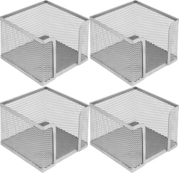 Pojemnik na karteczki MemoBe metalowy 8-10-10cm srebrny x4