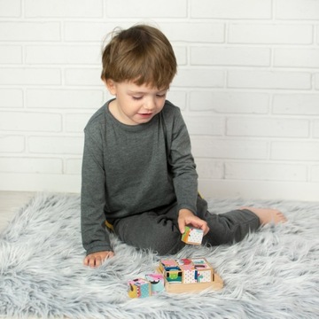 Edukacyjne drewniane klocki 9 elementów Akuku
