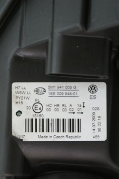VW GOLF 5 VI 6 + PLUS 10R+. LEVÝ SVĚTLO PŘEDNÍ ORIG.