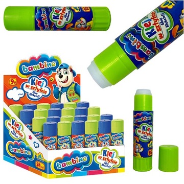 Klej W Sztyfcie Szkolny Biurowy Mocny Zmywalny Bezbarwny 15g x24 Bambino