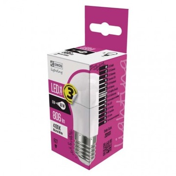 Żarówka LED kulka E27 7,3W-60W NEUTRALNA 3lata EMOS