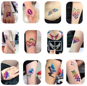 DUŻY ZESTAW DO ROBIENIA TATUAŻY TATUAŻE BROKATOWE