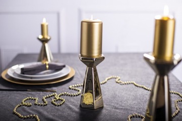 ŚWIECZNIK GLAMOUR ZŁOTY OZDOBNY LOFT 17,5CM