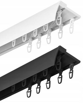 KARNISZ SUFITOWY ALUMINIOWY PODWÓJNY SZYNA Z OSŁONĄ 430 cm ŻABKA/AGRAFKA