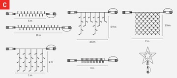Разветвитель для елочных гирлянд, комбинированного освещения Стандарт 0,5м IP44