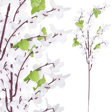 FORSYCJA BIAŁA SZTUCZNA GAŁĄZKA DŁUGA KWIATY WIOSENNE DODATEK STROIK 52CM