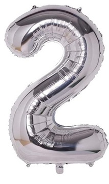 Duża CYFRA balon XXL 100 cm SILVER urodziny 2