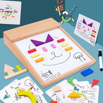 DREWNIANE PUZZLE UKŁADANKA MAGNETYCZNA MONTESSORI
