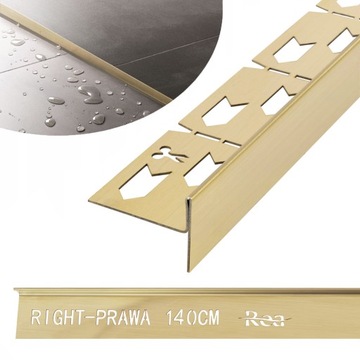 Listwa spadkowa brodzikowa 140CM ZŁOTA SZCZOTKOWANA GOLD Prawa - REA