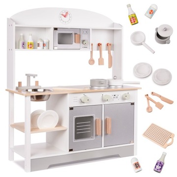 KUCHNIA DREWNIANA DLA DZIECI MDF MODERN CLASSIC+ AKCESORIA