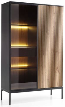 Witryna ze szkłem czarna LED oświetlenie WTSZ 104 SENTO loft