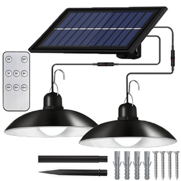 PODWÓJNY ŻYRANDOL LAMPA SOLARNA LED OSOBNY PANEL