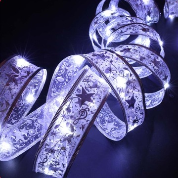 WSTĄŻKA OZDOBNA TAŚMA SREBRNA LED 4M 40LED ZIMNO
