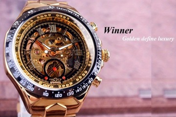 Механические спортивные часы Winner с безелем, часы-скелетон,