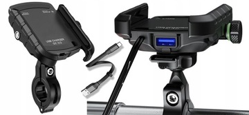 ДЕРЖАТЕЛЬ ДЛЯ МОТОТЕЛЕФОНА БЫСТРОЕ ЗАРЯДНОЕ УСТРОЙСТВО USB QC3.0 МОТОЦИКЛСКИЙ КАБЕЛЬ