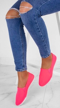 4790 NEONOWE TENISÓWKI WSUWANE LYCRA SLIP ON 40