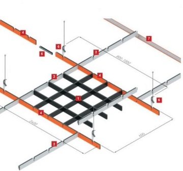 Полный растровый потолок 100x100 серебро (Ral 9006)