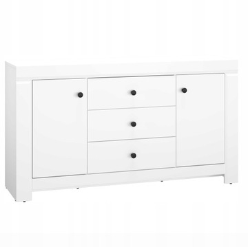 Komoda szafka z drzwiami, półkami, szufladami biała matowa MDF 153 cm BELLA