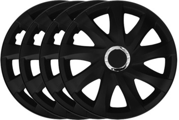 Kołpaki 15 cali Drift Black Mat czarne matowe zestaw 4szt uniwersalne