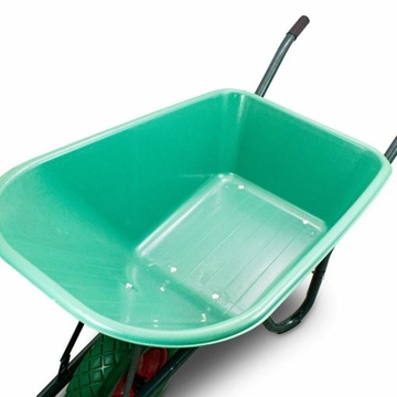 Садовая/строительная тачка Одноколесная ПУ 100л 250кг Чаша из ПВХ Зеленое колесо