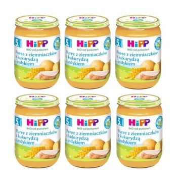 HiPP BIO Puree z ziemn.z kukurydzą i indyk. 6x190g
